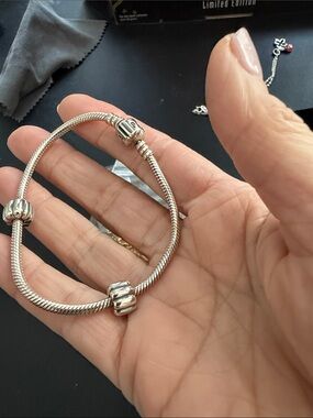 Pandora Silver Snake Chain Bracelet with Ribbed Beads